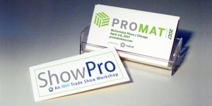 ShowPro & ProMat Logos on Business Cards