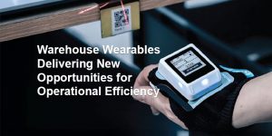 person wearing a wearable technology system scanning a QR code