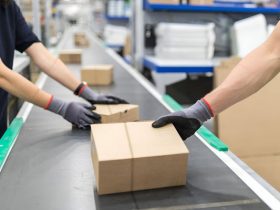 packaging boxes on a conveyor belt