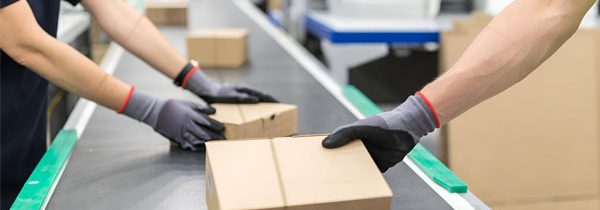 packaging boxes on a conveyor belt